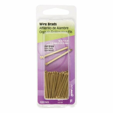 HOMECARE PRODUCTS 123745 2 oz Brad Brass Nails 1.25 x 16 in., 6PK HO3313150